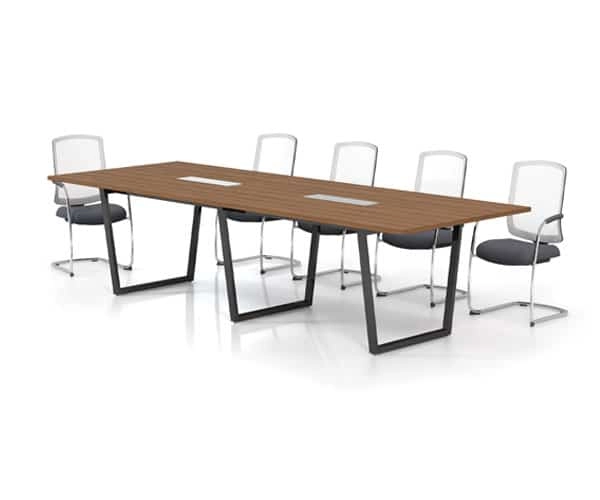 Bàn họp inox kết hợp gỗ phong cách tối giản