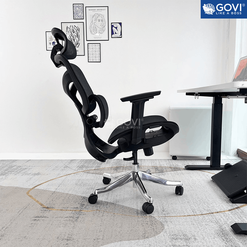 Mẫu ghế công thái học lưng đôi màu đen